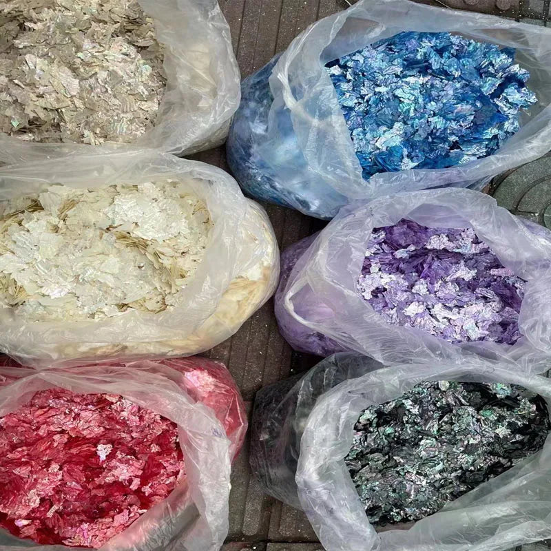 100g/Pack Nail Art Accessories Natural Abalone Shell Design Art Ornaments Irregular Holographic Nail Glitter Slices 3D Decals